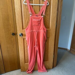 Moda International (VS brand) Terry Cloth Woman’s Coral Overalls - Large